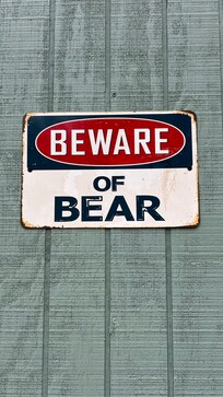 Sign on side of cabin