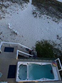Scene from the upper floor deck looking down.