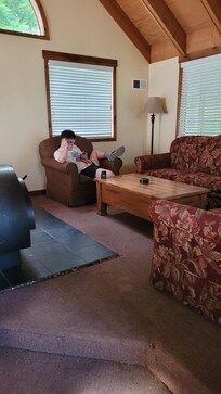 Very comfy living room with Smart TV./ HDMI Ports. Couch folded out to a bed