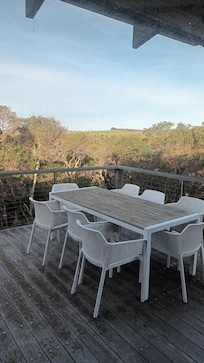 Outdoor on balcony so you can dine out