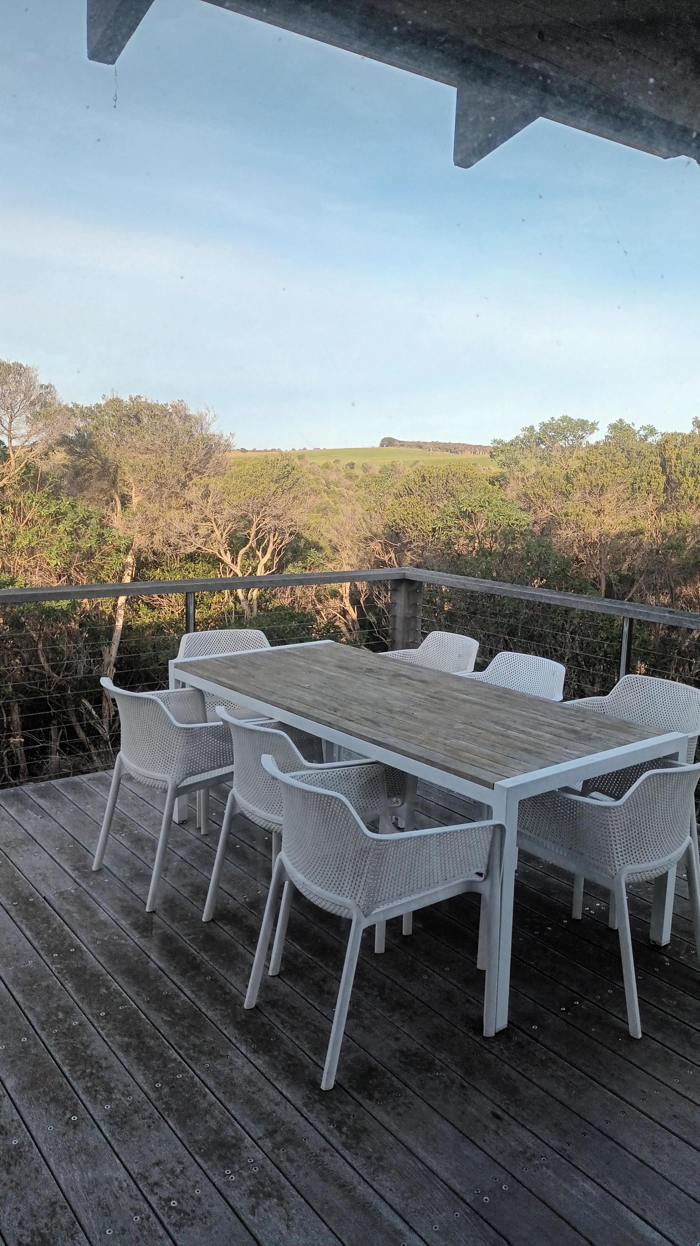 Outdoor on balcony so you can dine out