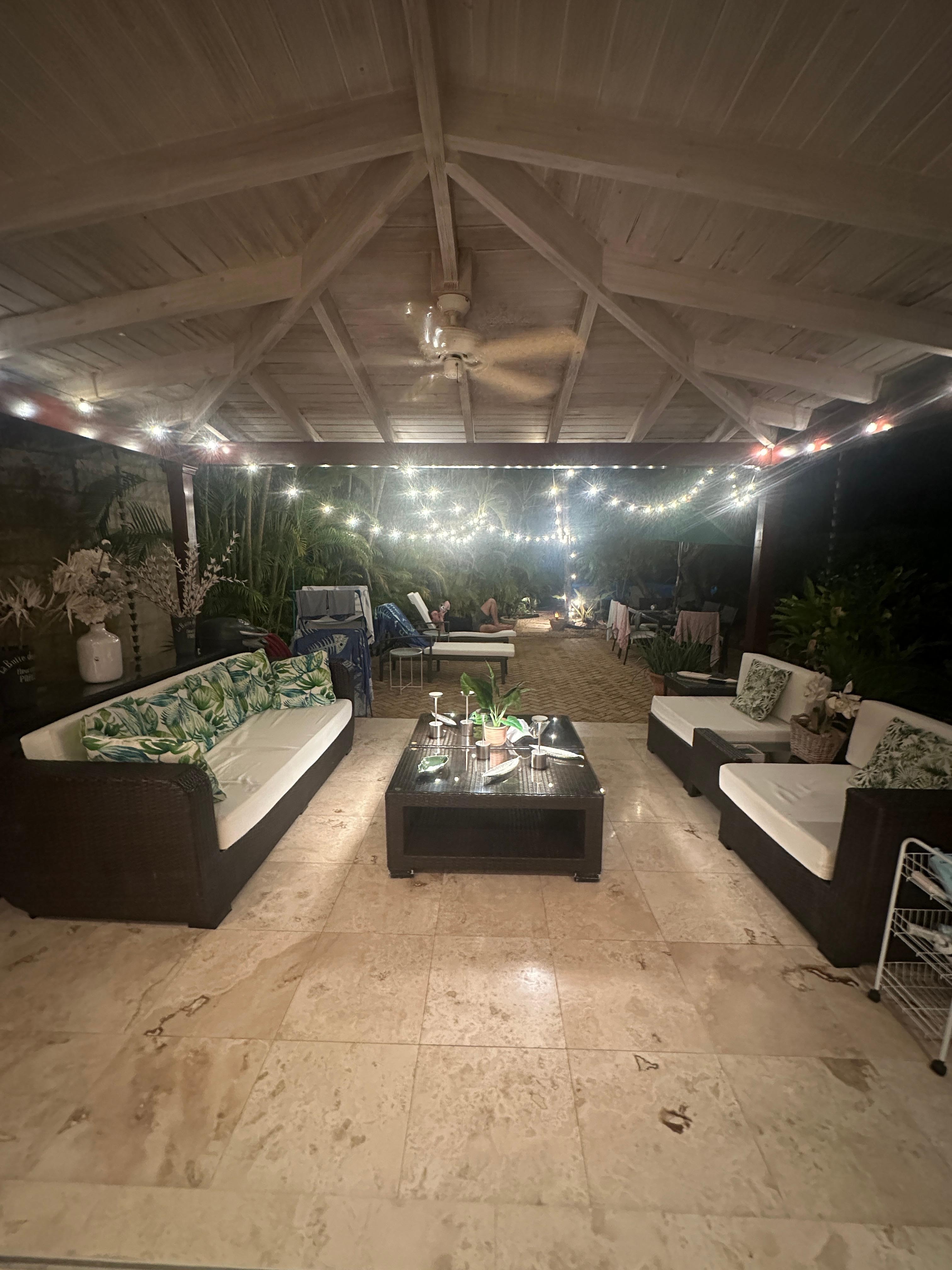 Outdoor living space w/ direct pool access