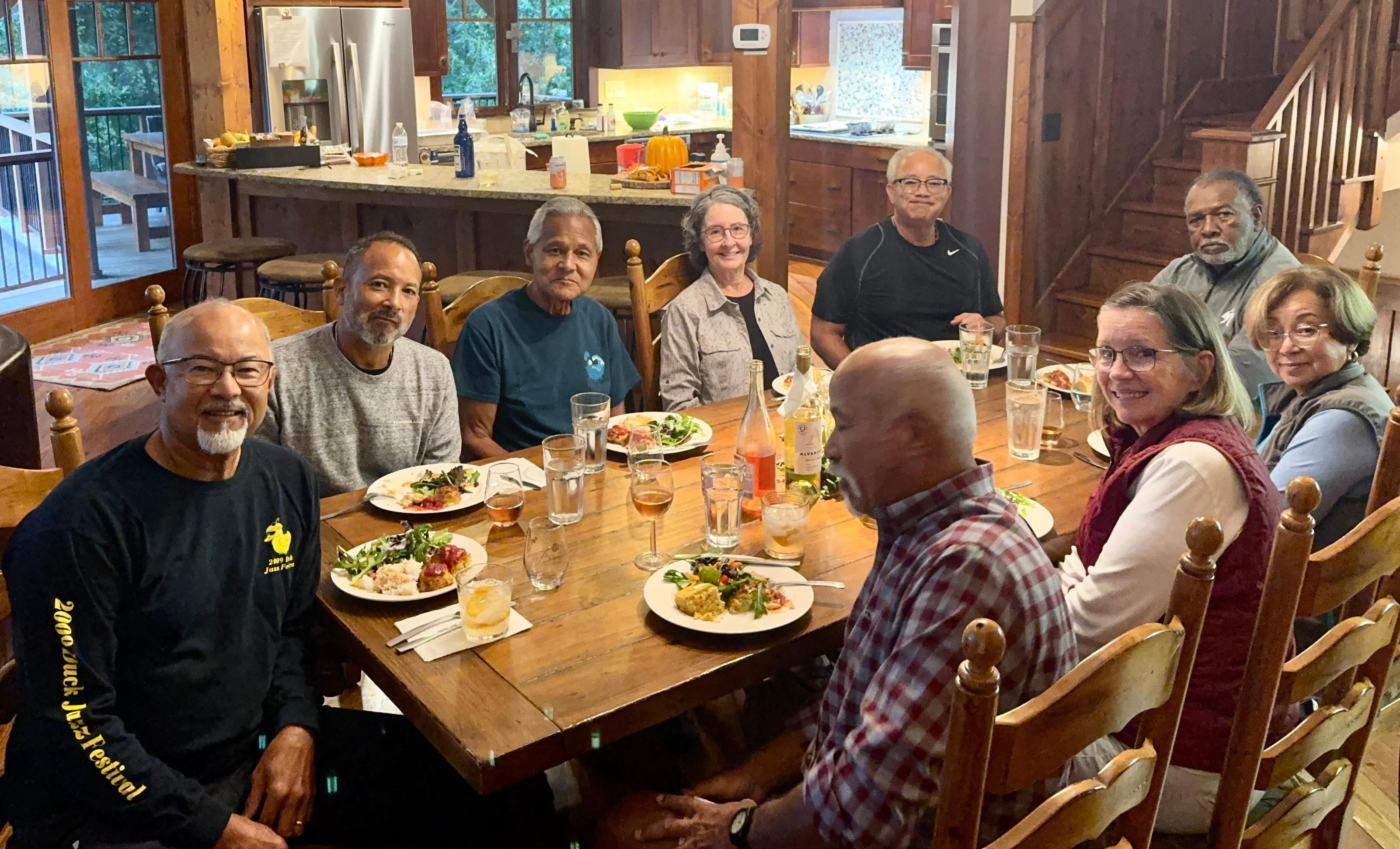 Finishing our dinner at the dinner table.