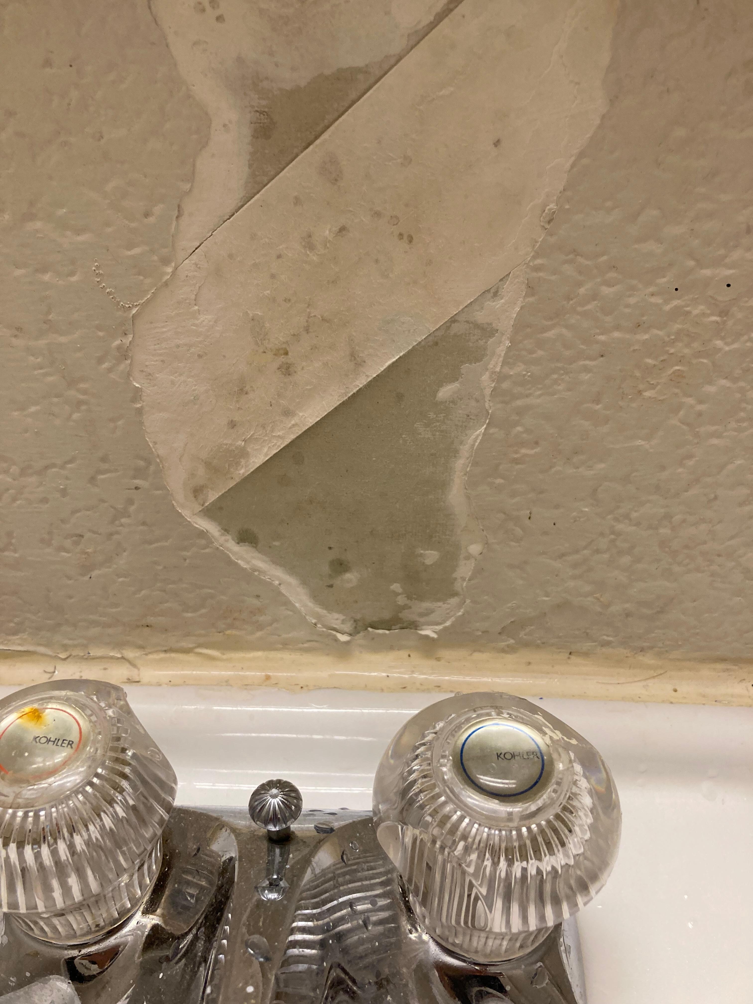 Missing plaster in bathroom