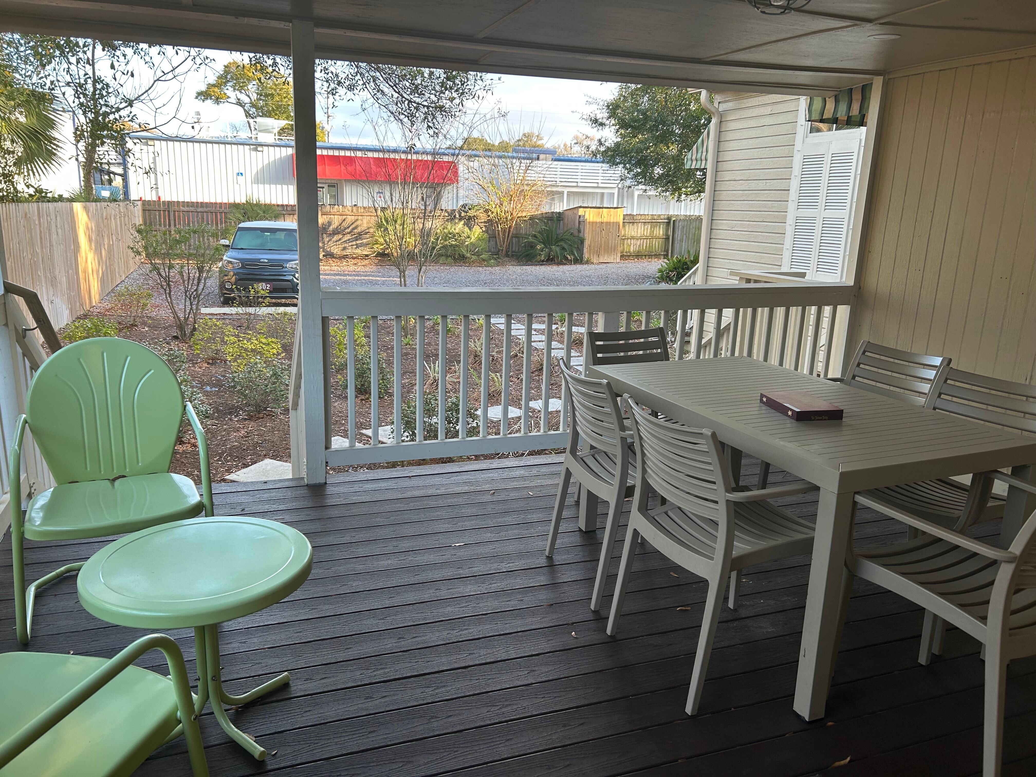 What a nice secluded spot, includes a mounted fan in a corner. Perfect!