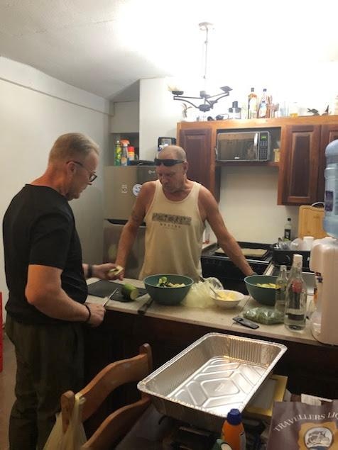 Martin, the chef and Eric, his sous chef preparing that freshly caught Snapper