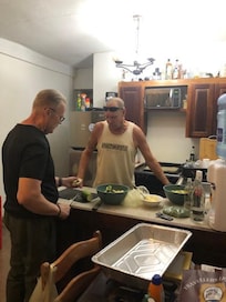 Martin, the chef and Eric, his sous chef preparing that freshly caught Snapper