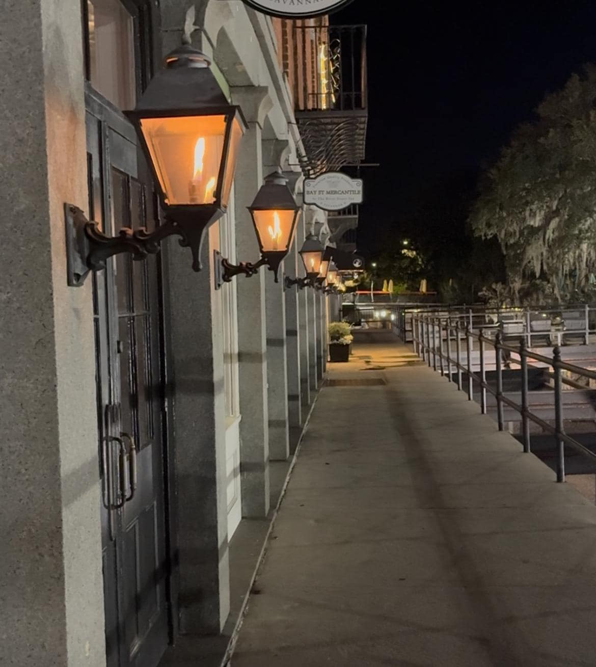 Gas fired lamps outside 