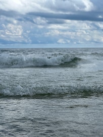 The waves from standing on the beach
