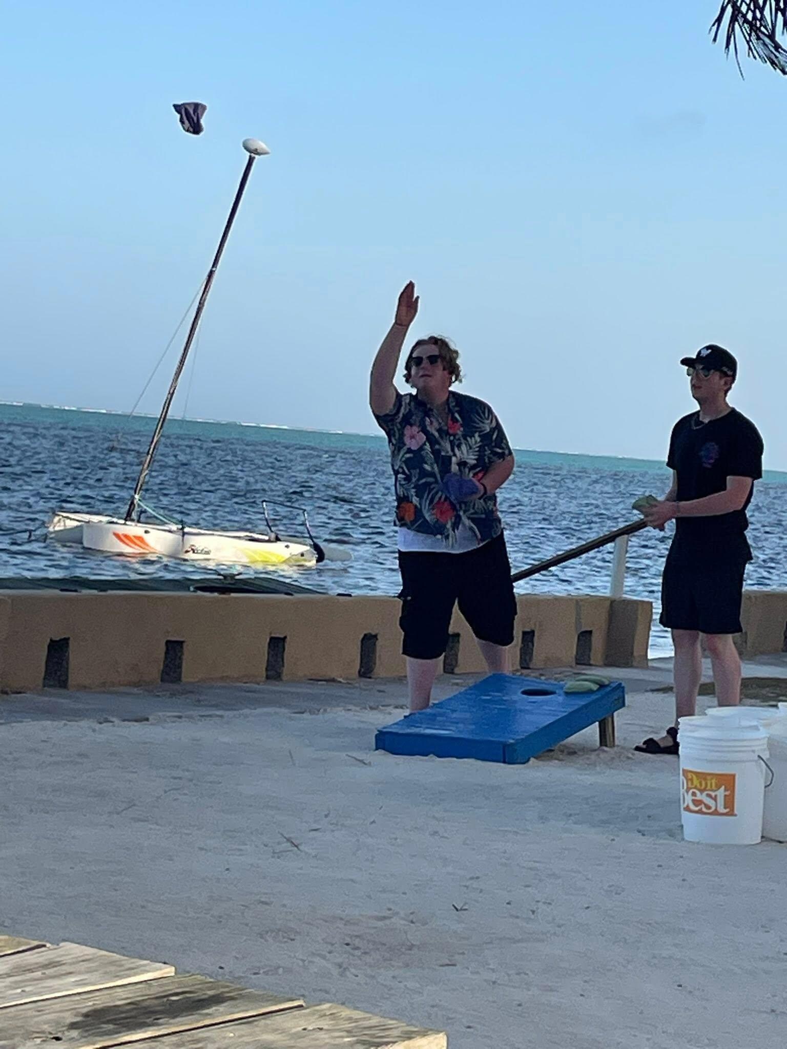 Corn Hole at the local restaurant down the beach