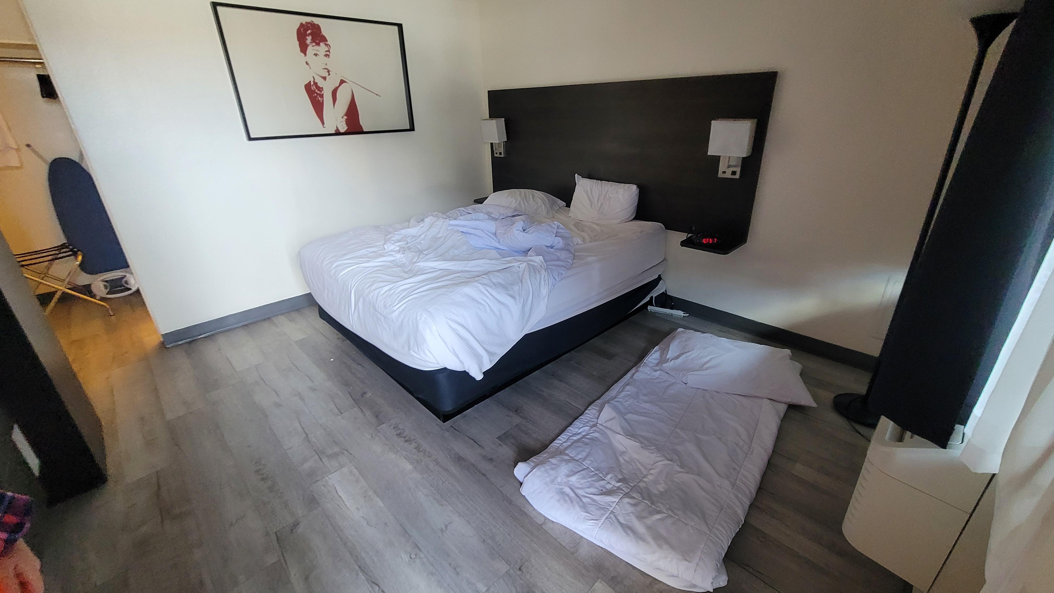 No couch, so room sleeps 3 including the floor.