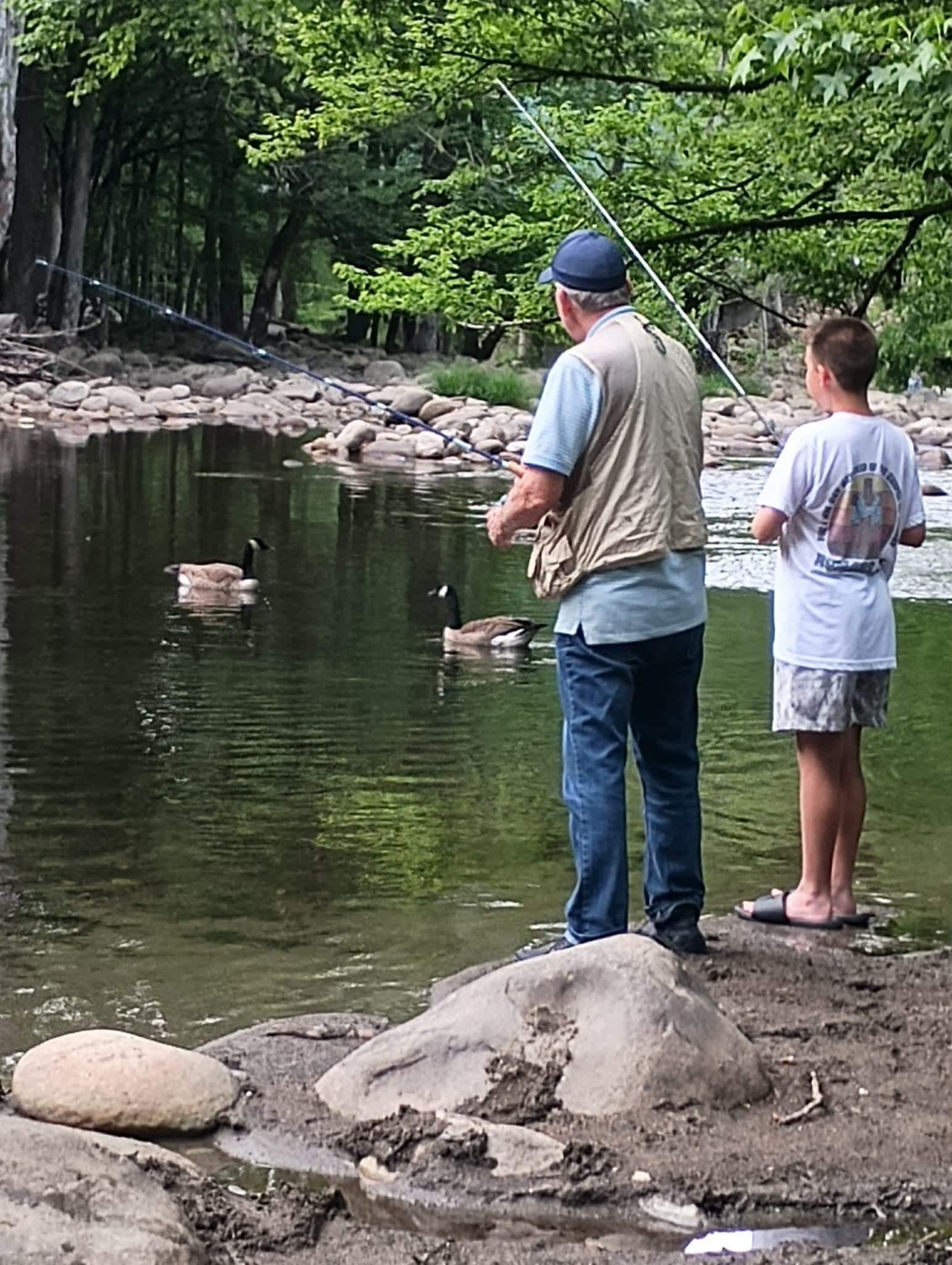 Fishing with the visiting geese