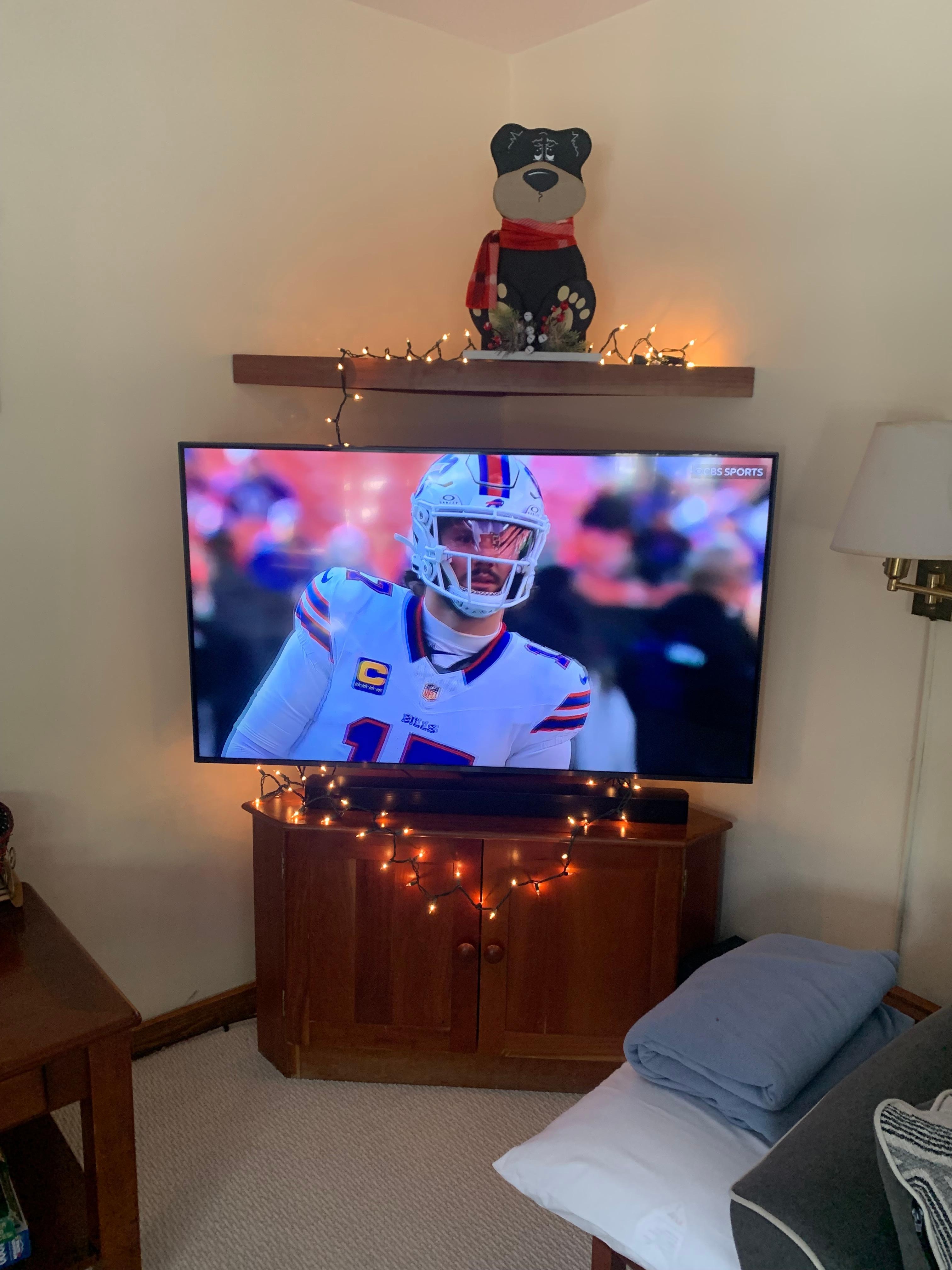 watching sunday football in living room