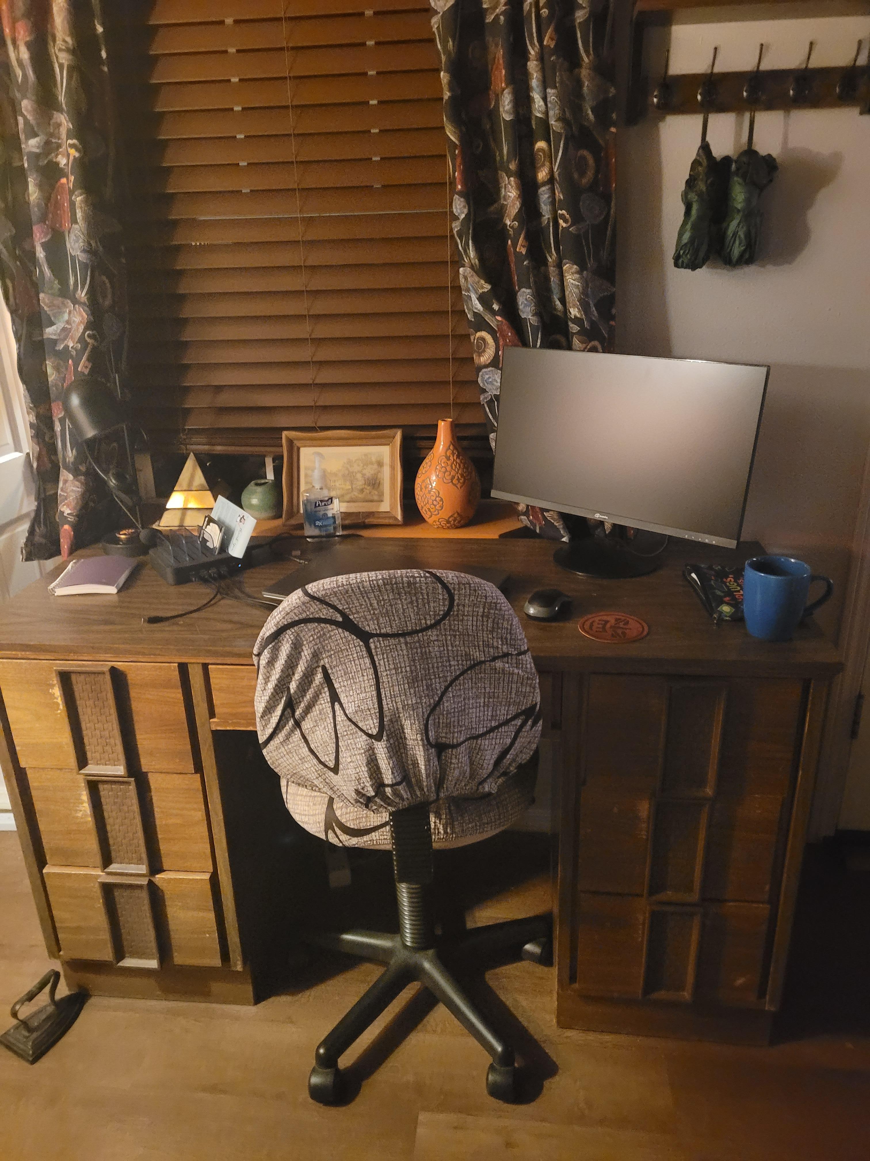 Desk with monitor