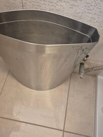 Trash can was dirty. No liner. Had some bad smelling sticky stuff dripping down the side.