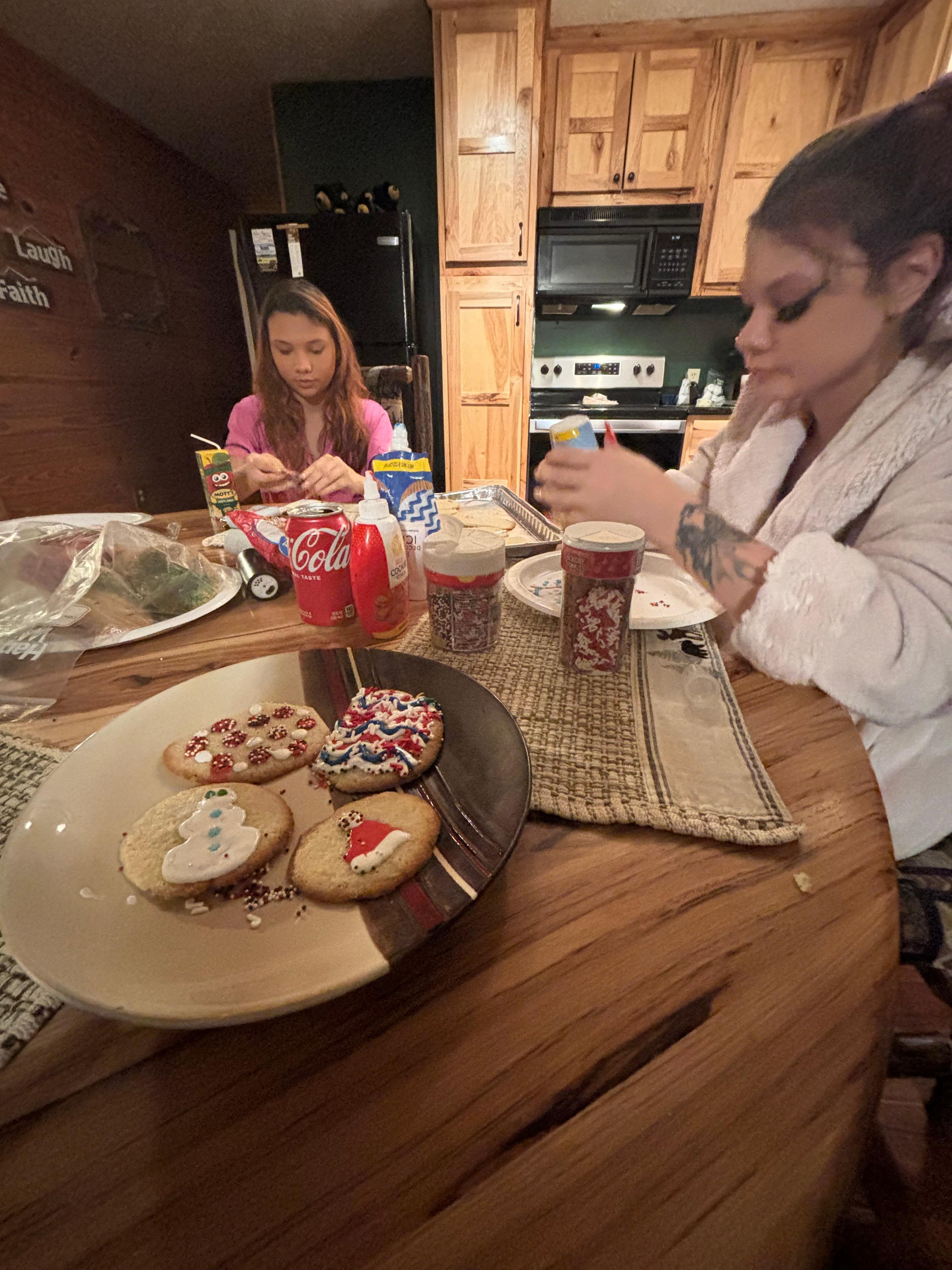Making cookies in the kitchen