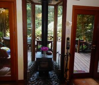 View from inside looking out to the back