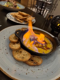 Flaming provolone appetizer