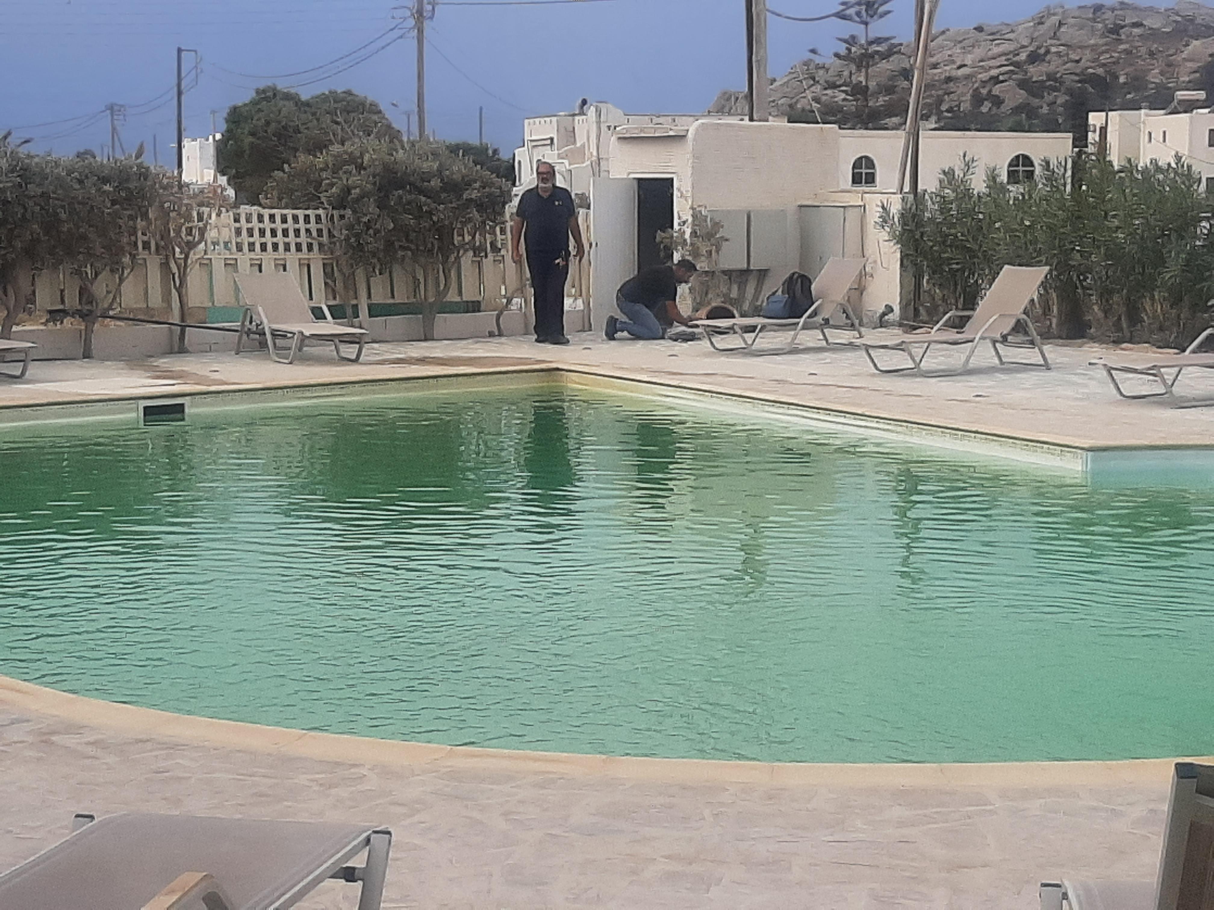 Pool. Handymen trying to fix the problem (day3)