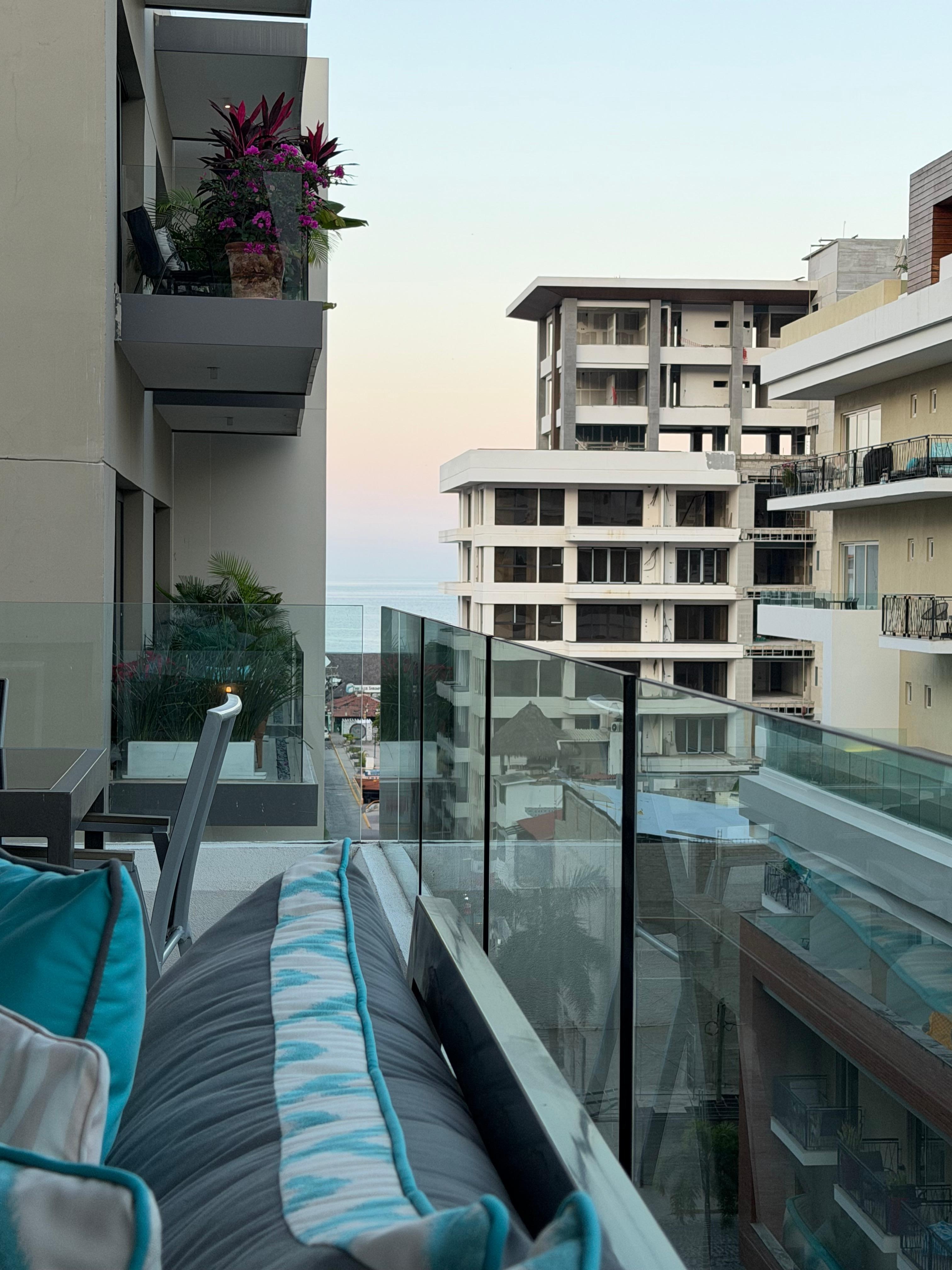 View from the balcony looking towards the ocean 