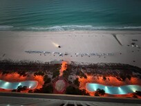 Nighttime balcony view