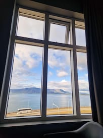 View from room over to Esja