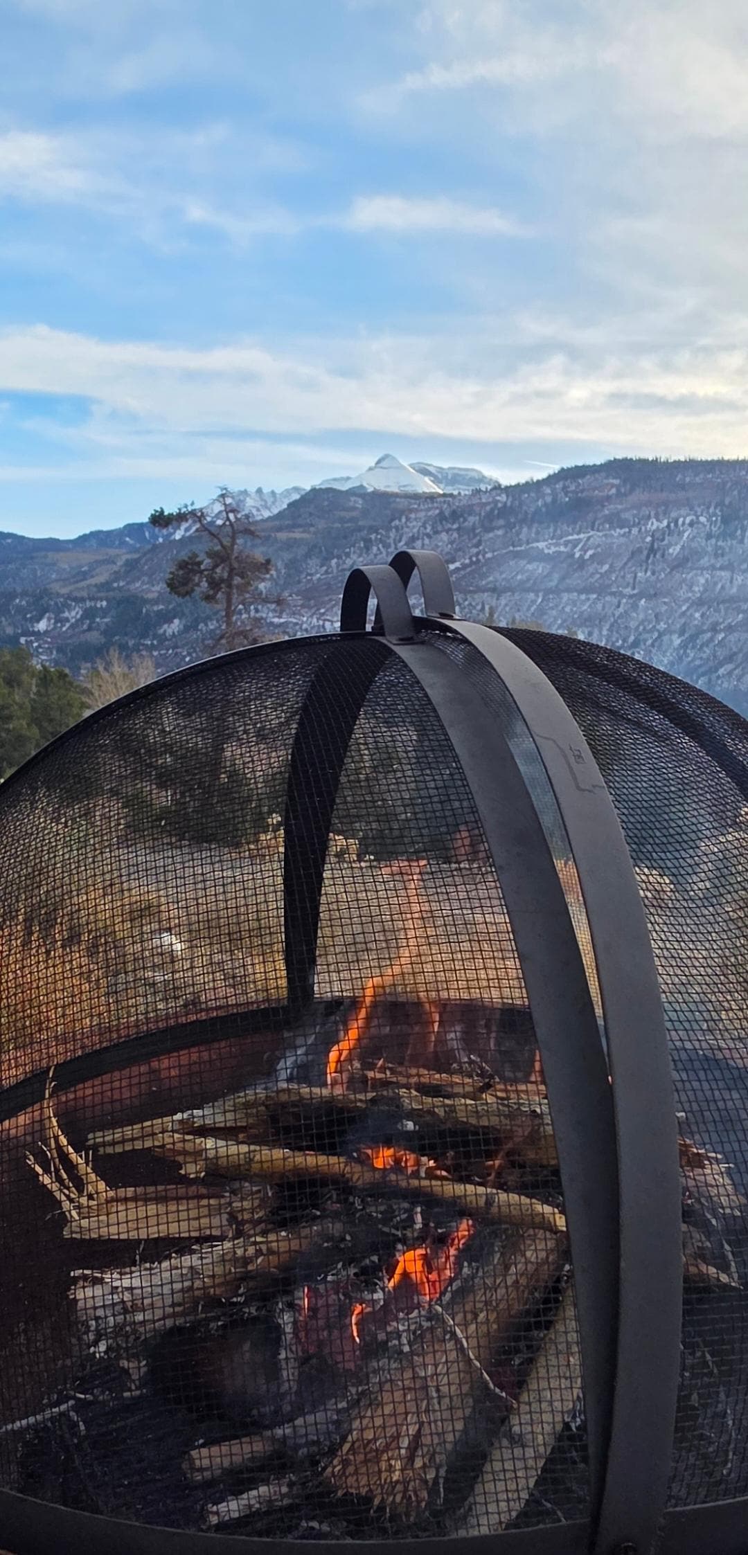 Sitting around the fire pit.