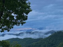 Fog rising in the mountains.