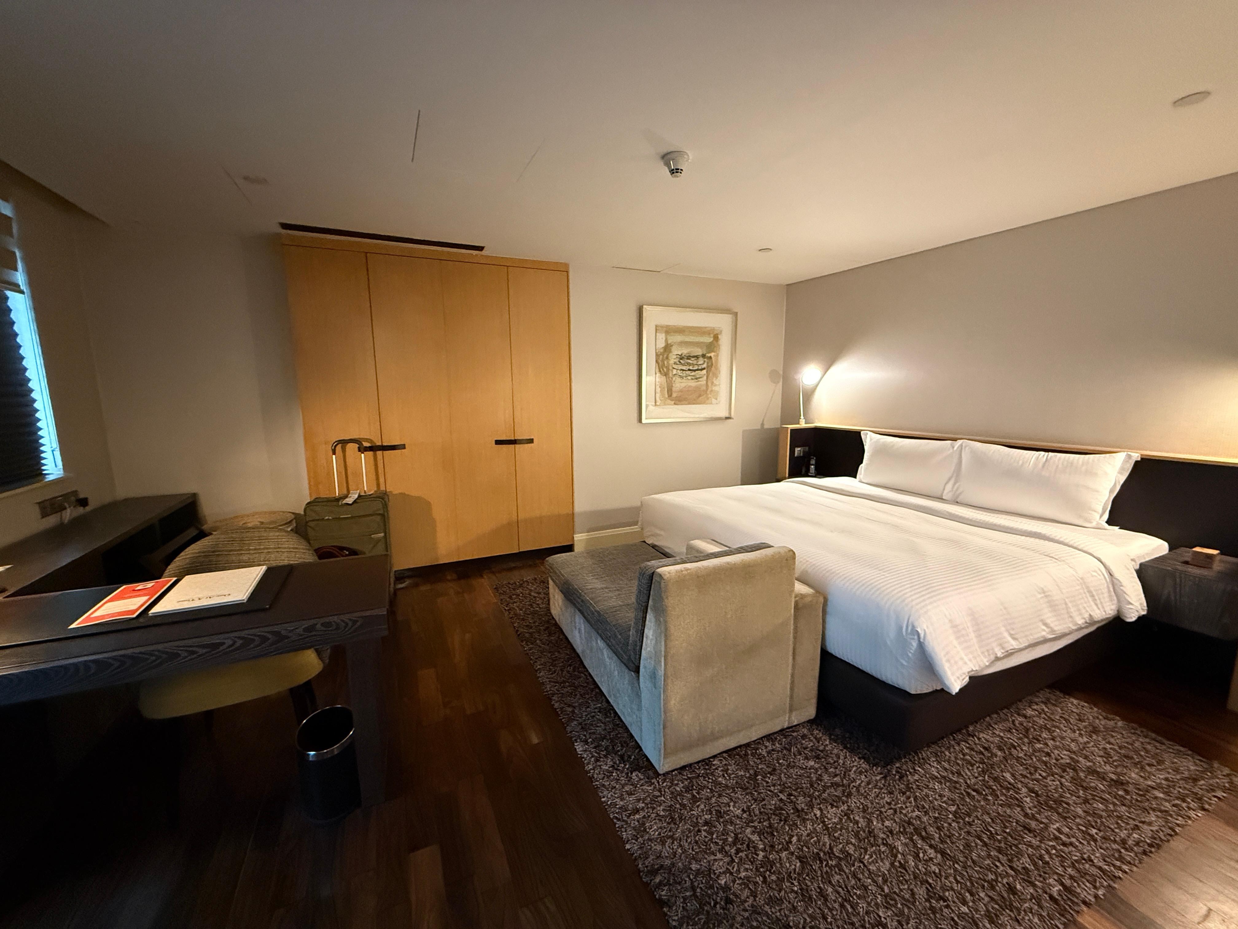 Bedroom with large desk area