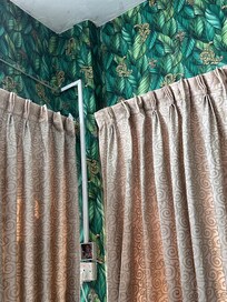 Party room covered with stickers rented for overnight stay and the inside room attached to it has zero ventilation.