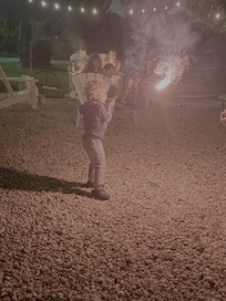 Family gathering at the fire pit every night!