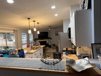 Looking into the kitchen and family room
