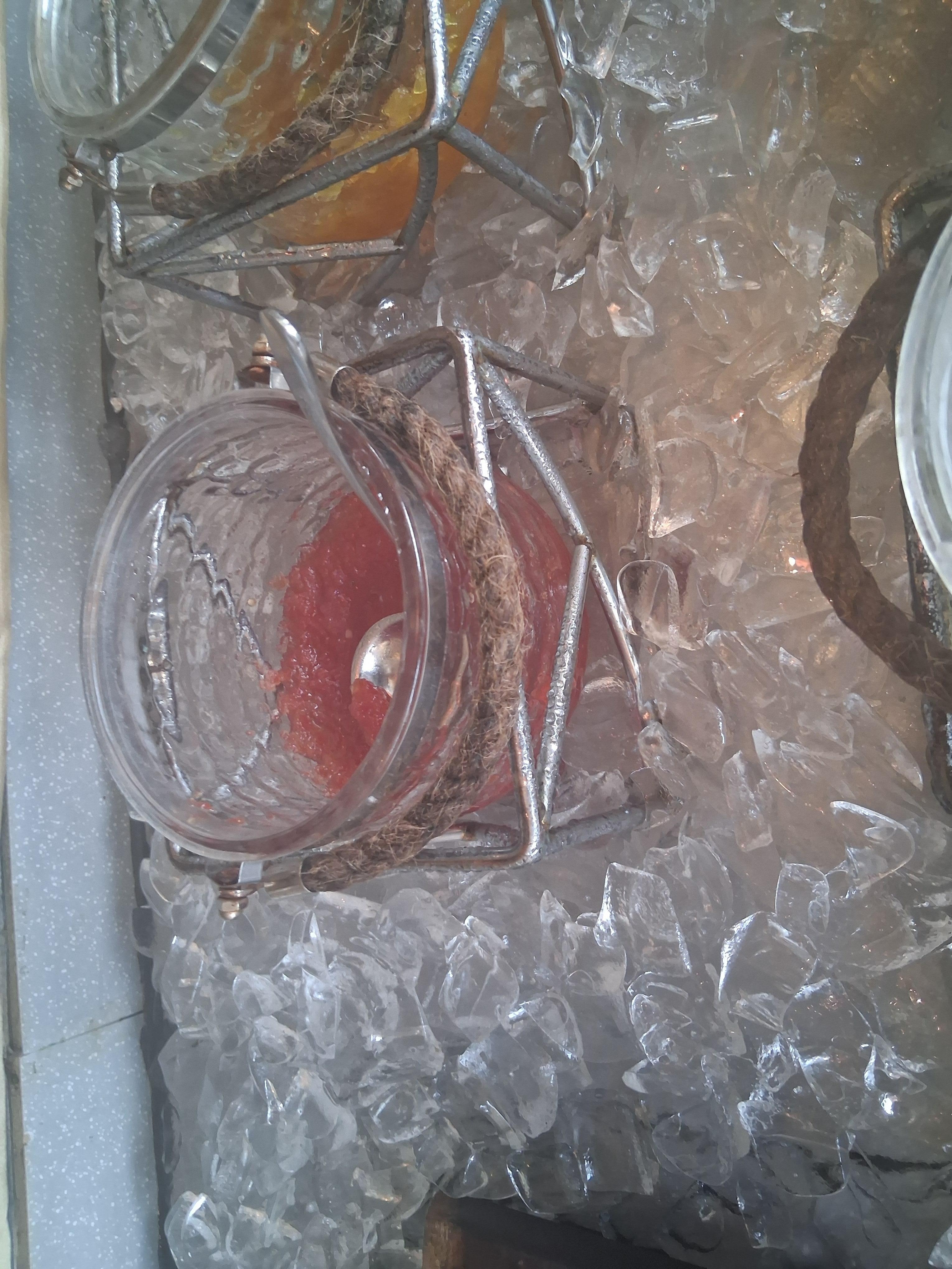 Moldy condiment holder at buffet