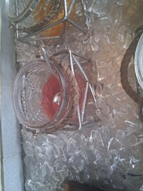 Moldy condiment holder at buffet