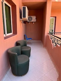 Balcony that faces a construction site.