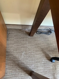 White stains all over the carpet, upon our arrival.