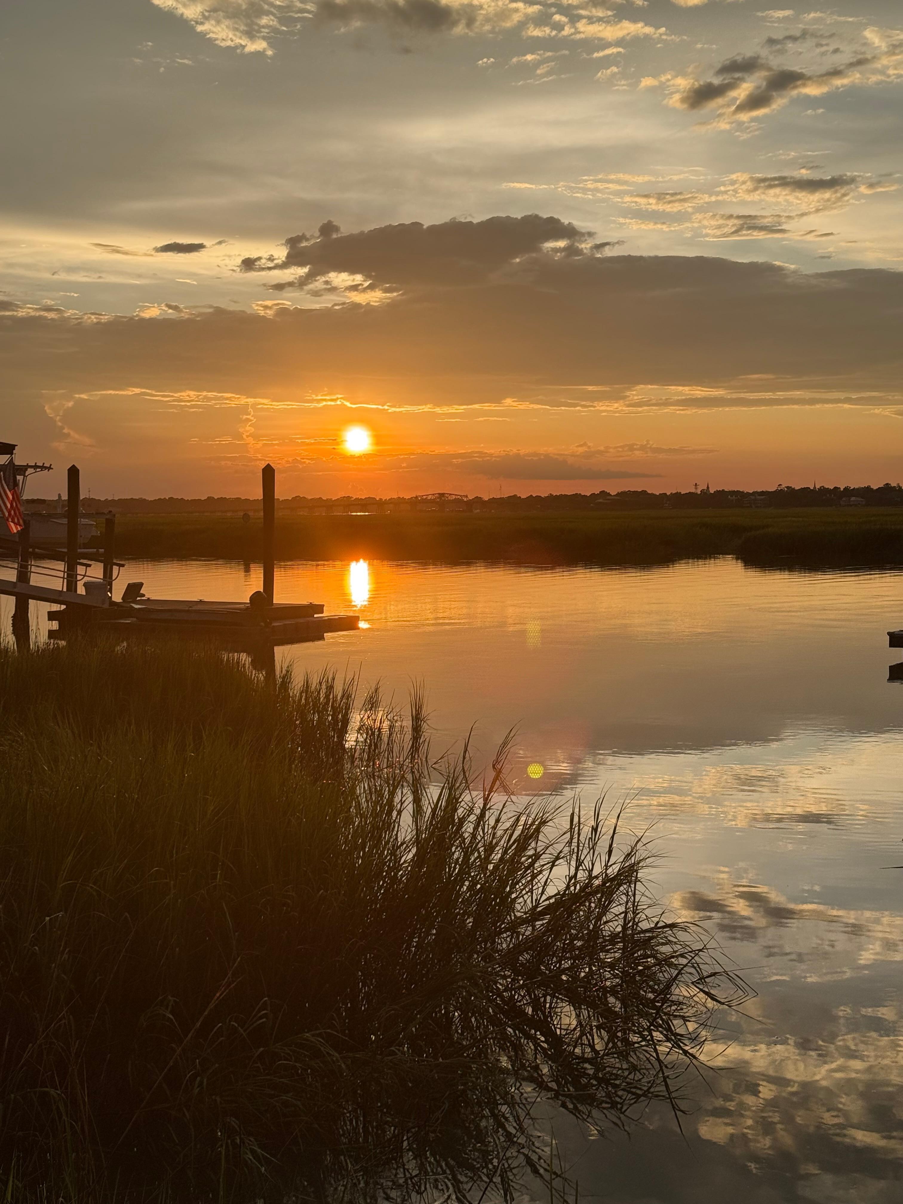 Sunset on the dock in july