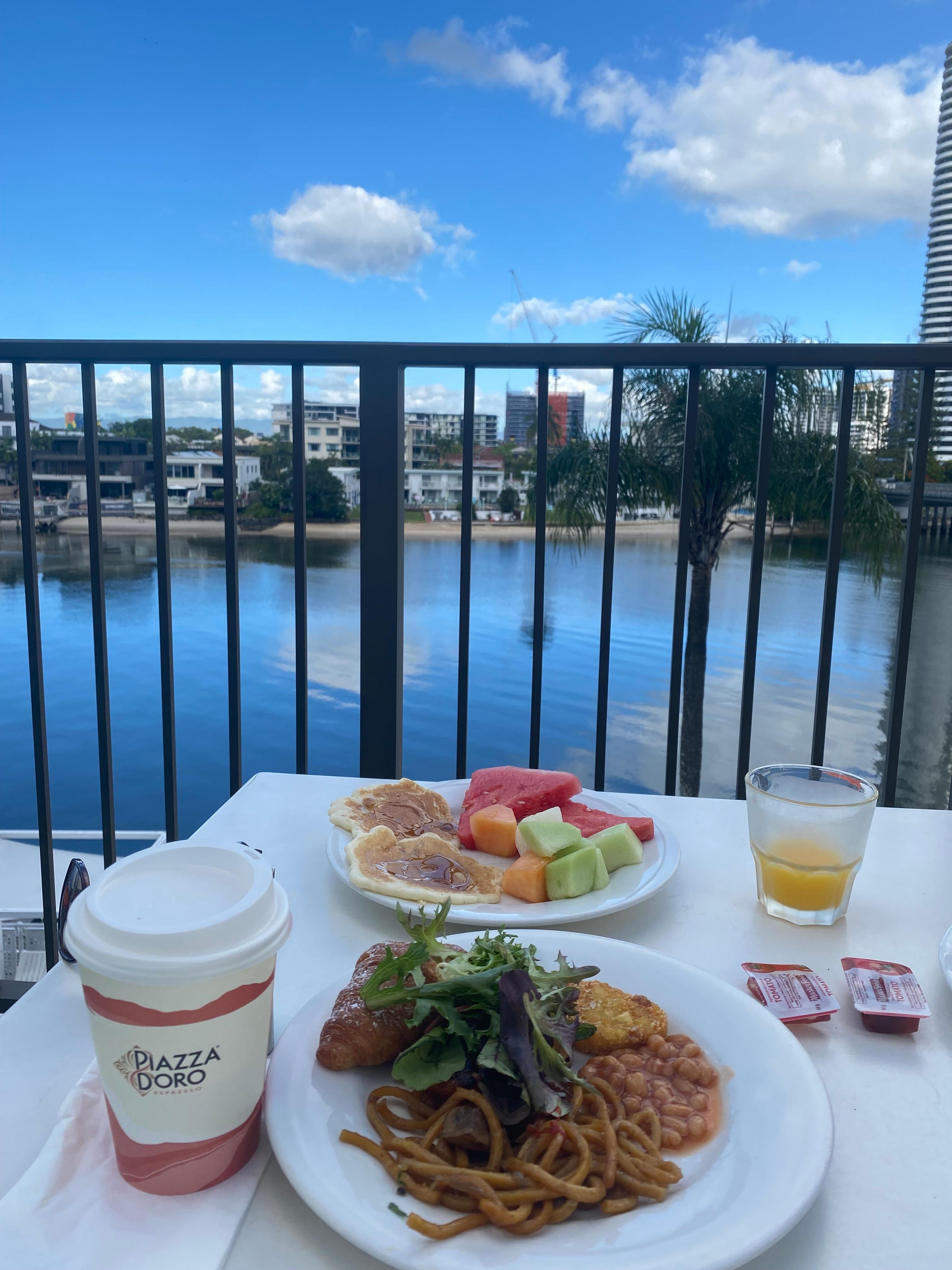 Buffet breakfast with a view 