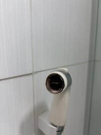O chuveirinho do banheiro estava neste estado, lodo em toda parte! Ou seja, limpeza somente básica, não se atentam aos detalhes.