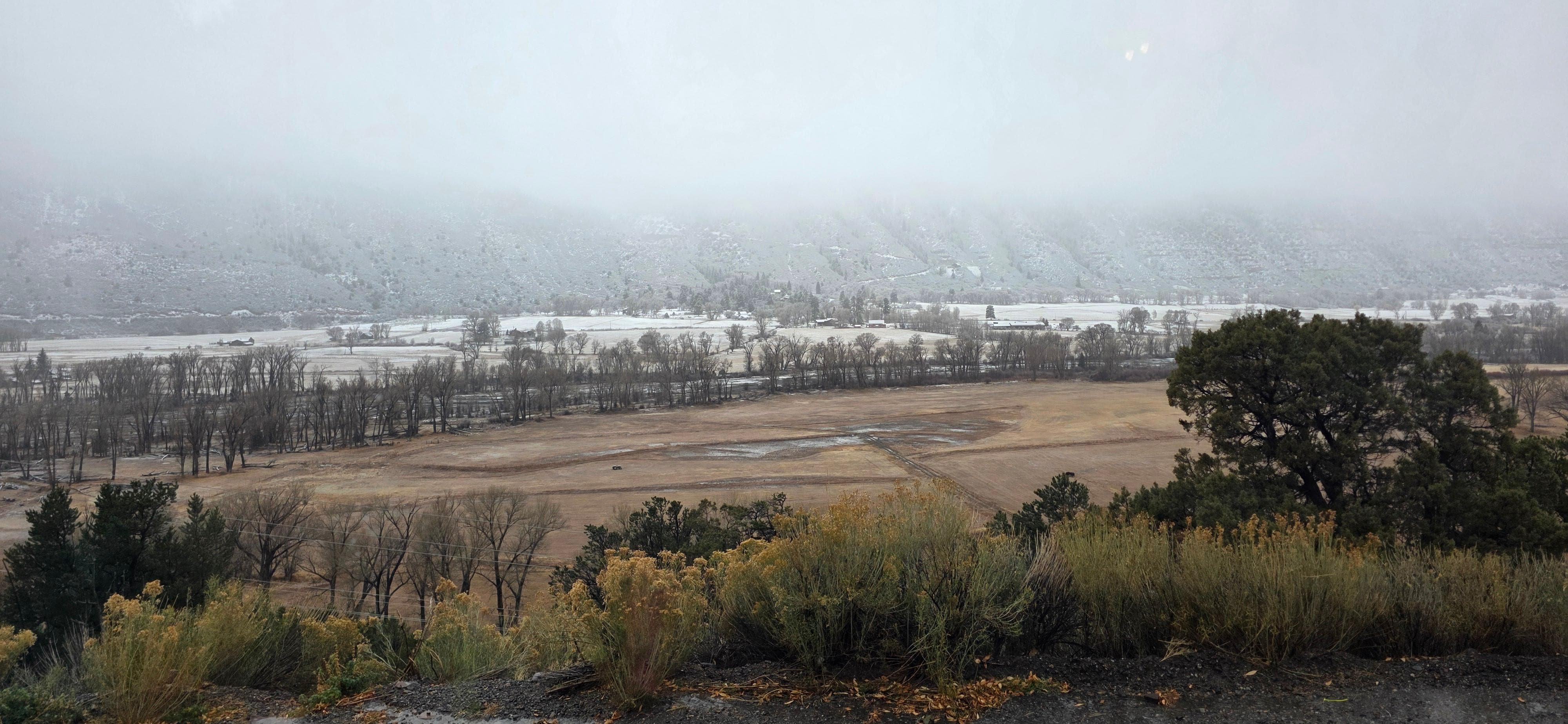 Little morning snow looking out the side window