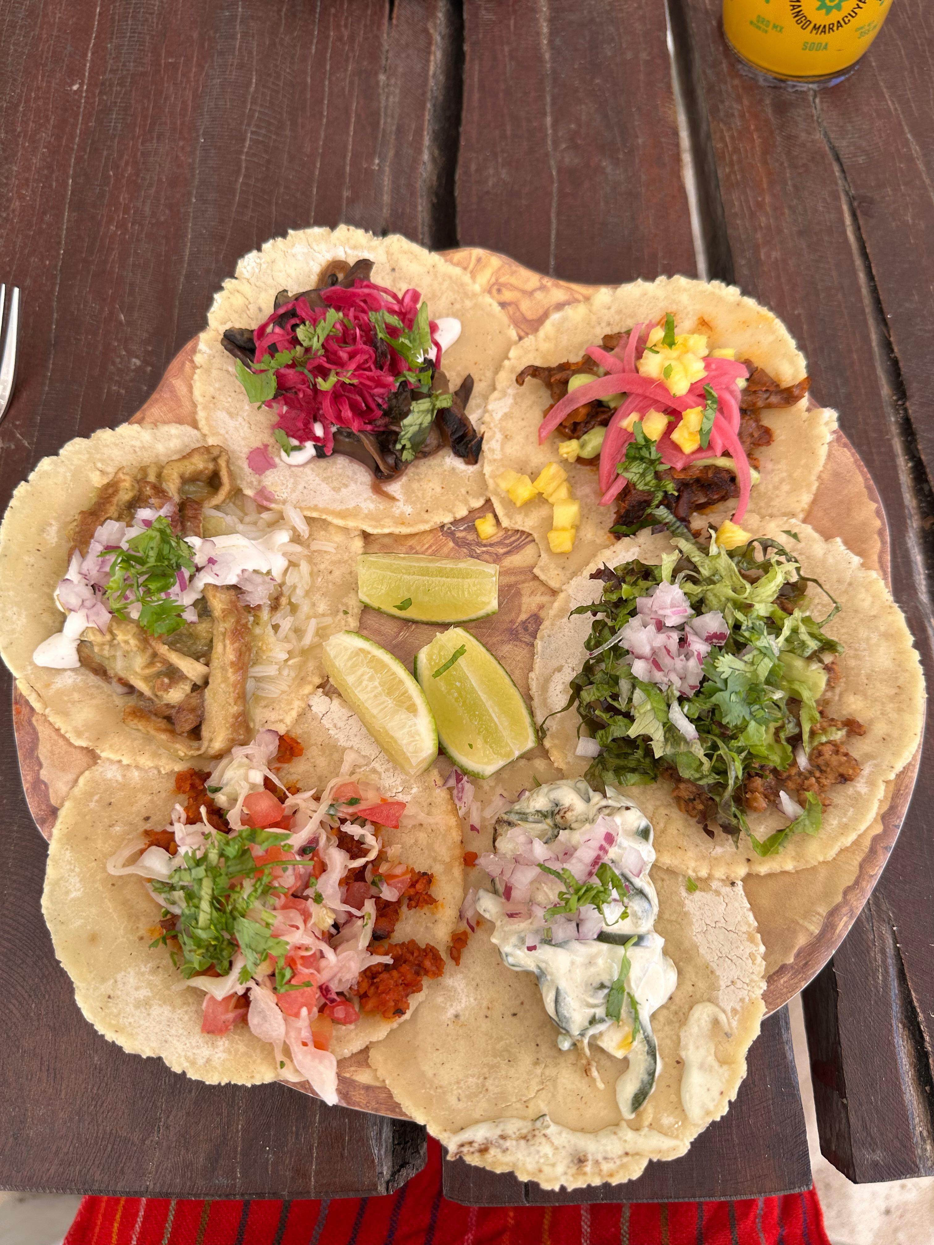 Charlie’s Vegan Tacos, the sampler.  Totally recommend