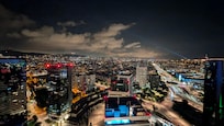 City view from the rooftop pool