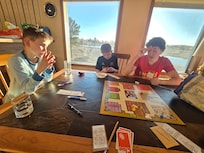 Nice selection of board games and books.