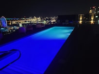 Rooftop pool at night