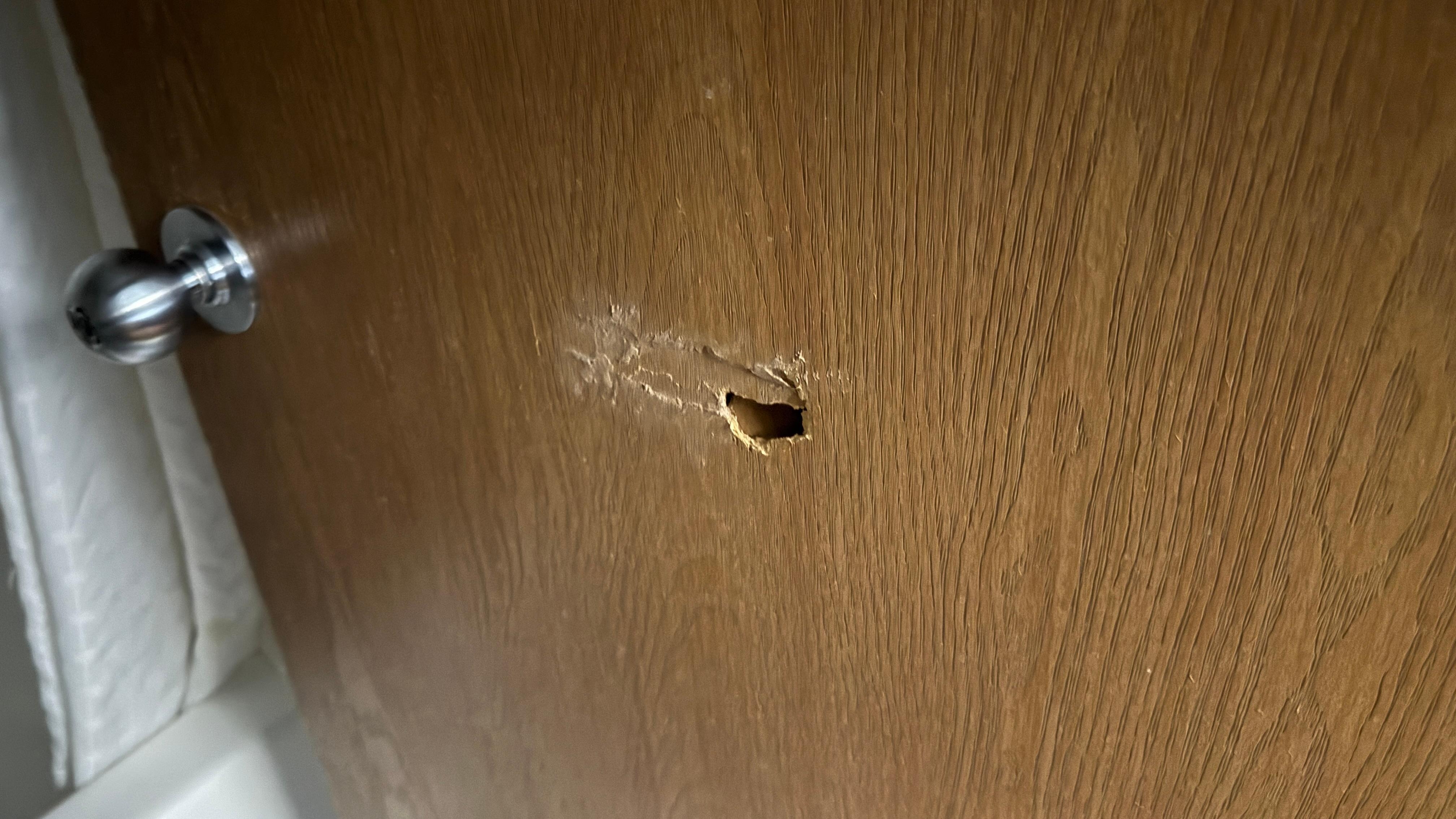 Bathroom door had peephole 