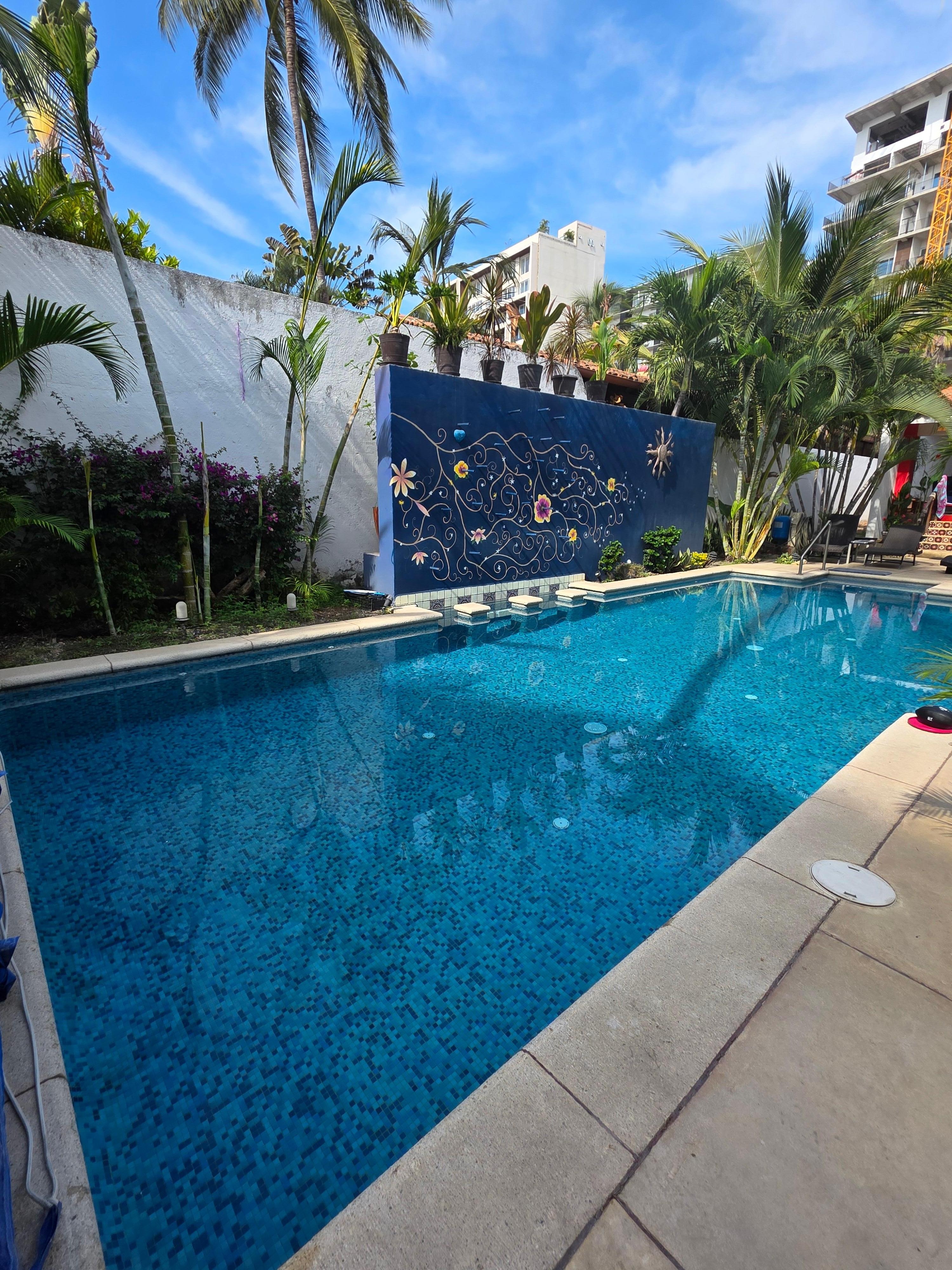 The beautiful heated pool.