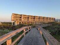 Private boardwalk to condos