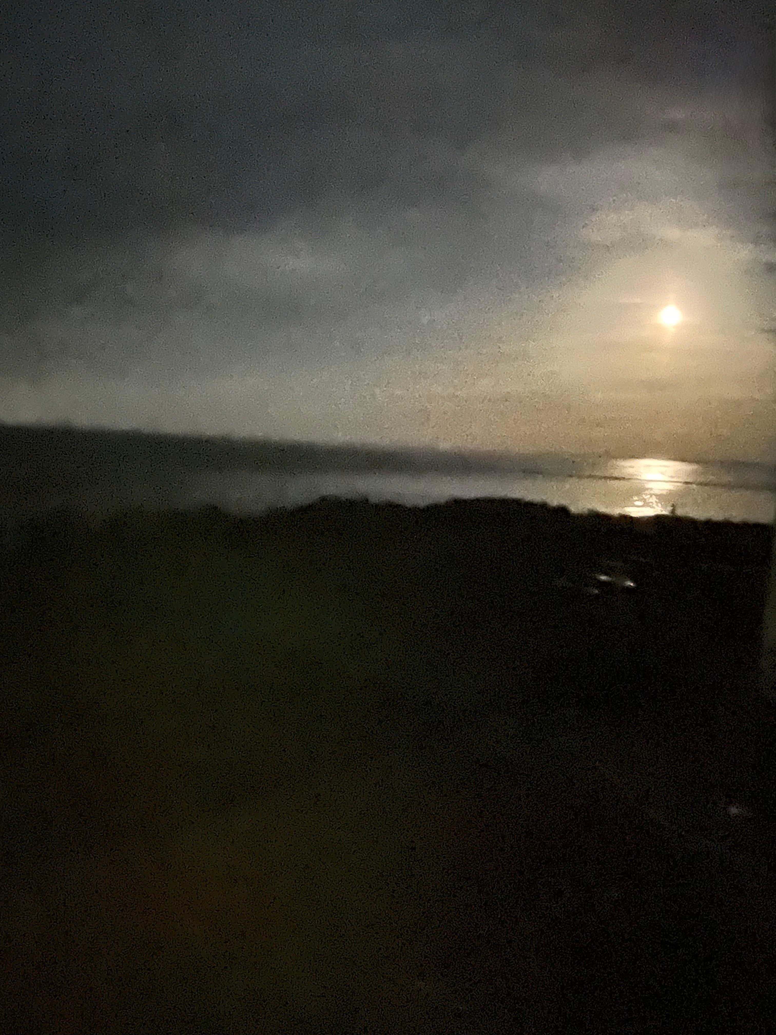 Moon over Lake Superior taken from backyard. 