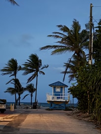 Beach is about 4 or 5 houses down a quiet street.
