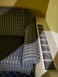 Paint on couch.
Ac is dirty.